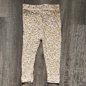 Quincy Mae Floral Kids Leggings - Cream and Brown